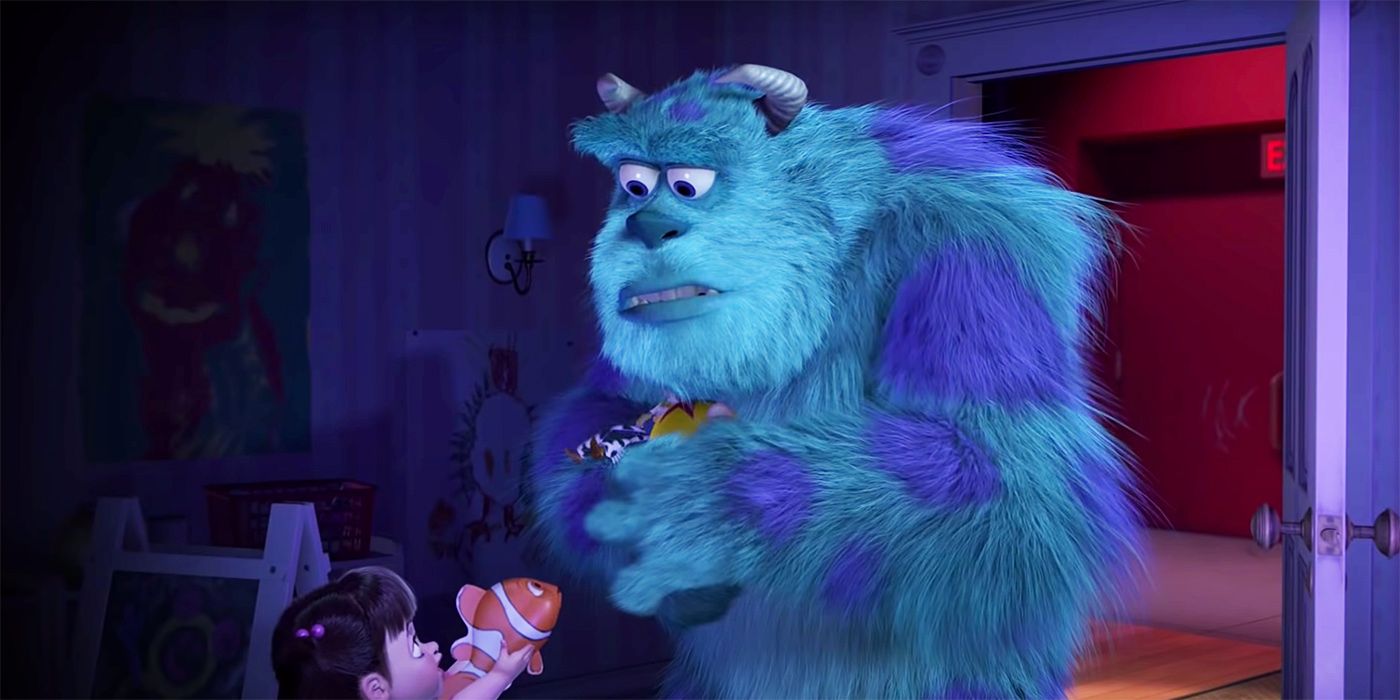 Boo hands Sully her Nemo fish doll in Monsters Inc