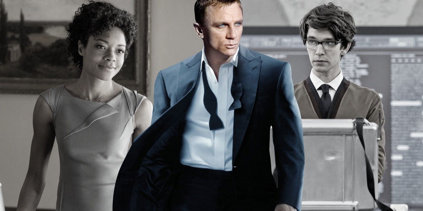 Naomie Harris as Moneypenny, Ben Whishaw as Q and Daniel Craig as 007 in James Bond