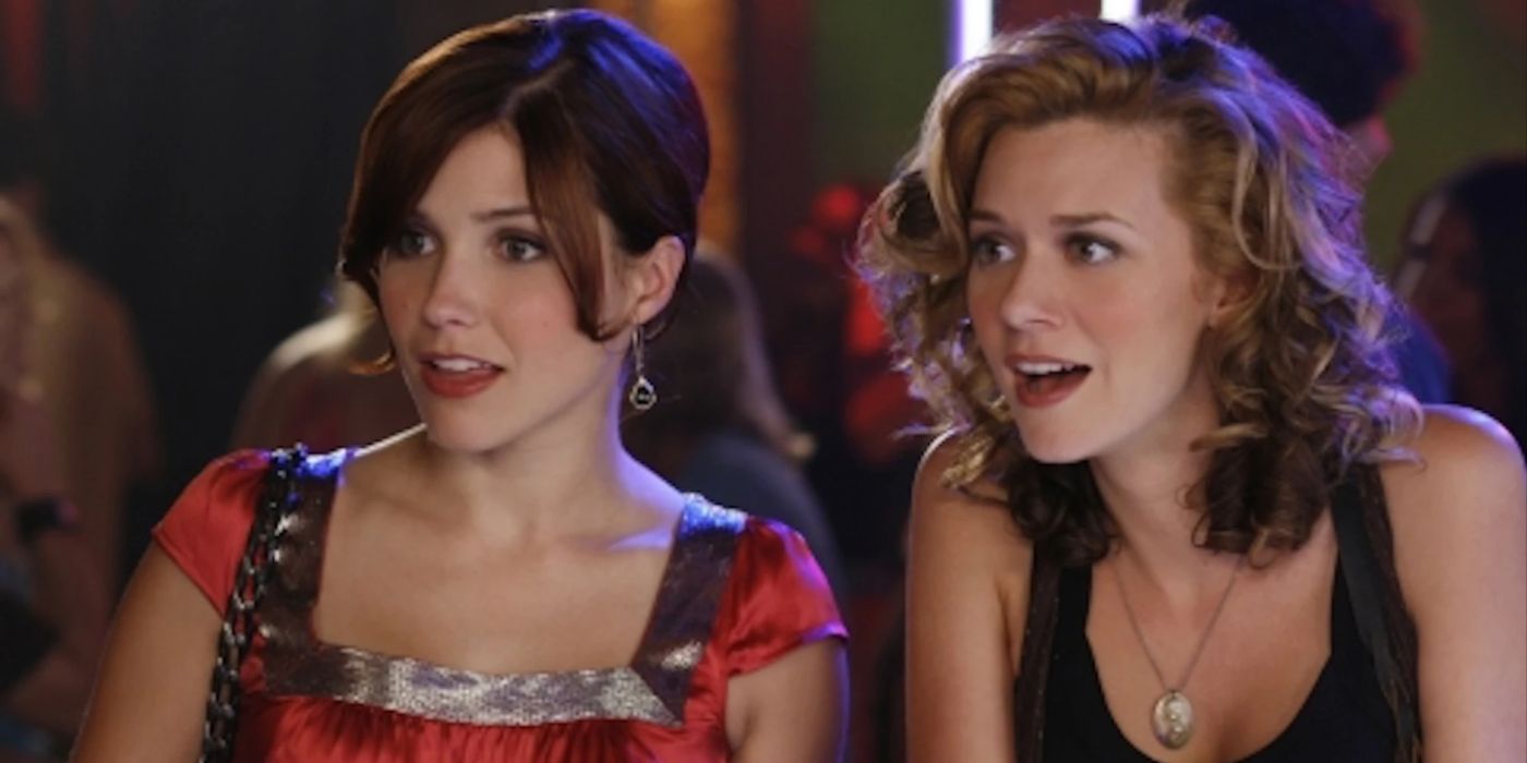 Brooke Davis and Peyton Sawyer laugh at Club TRIC in One Tree Hill