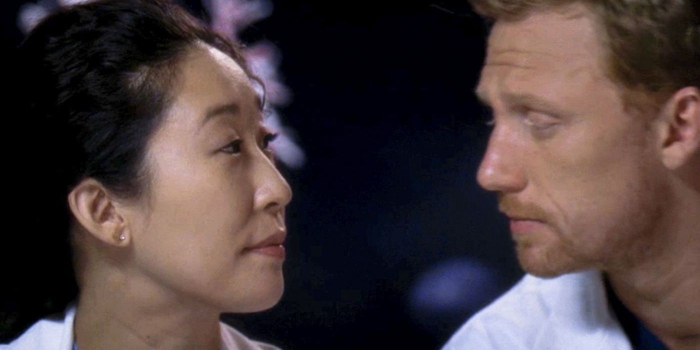 Owen and Crsitina look at each other Grey's Anatomy