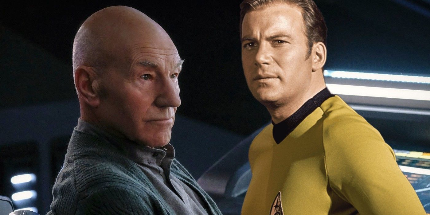 Patrick Stewart as Jean-Luc Picard and William Shatner as Kirk in Star Trek
