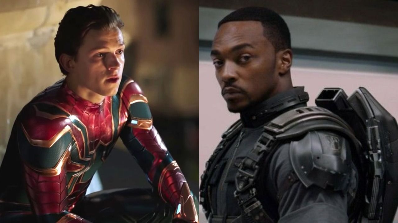 A split image features Peter Parker and Sam Wilson in the MCU