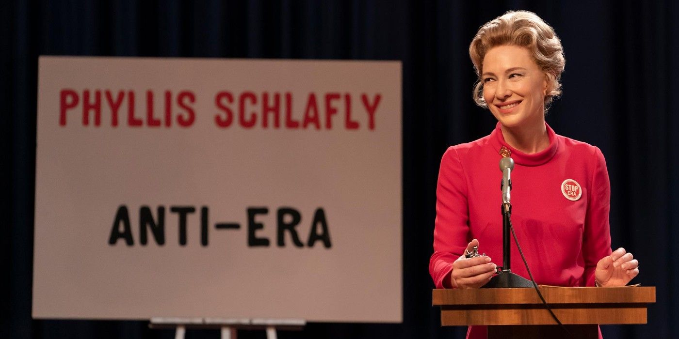 Phyllis Schlafly, portrayed by Cate Blanchett in Mrs. America