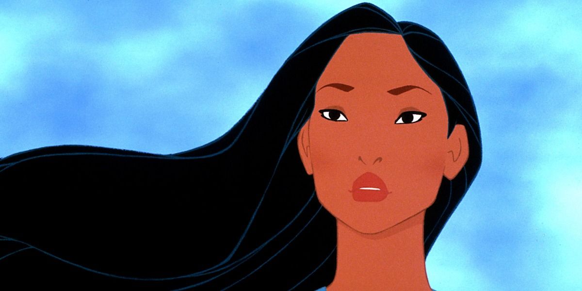 Animated Pocahontas against the backdrop of the sky