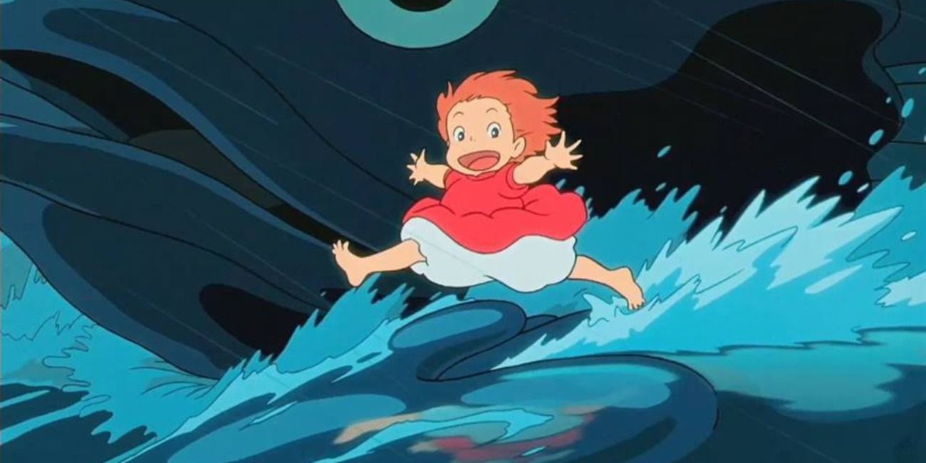 Ponyo running on water in Ponyo.