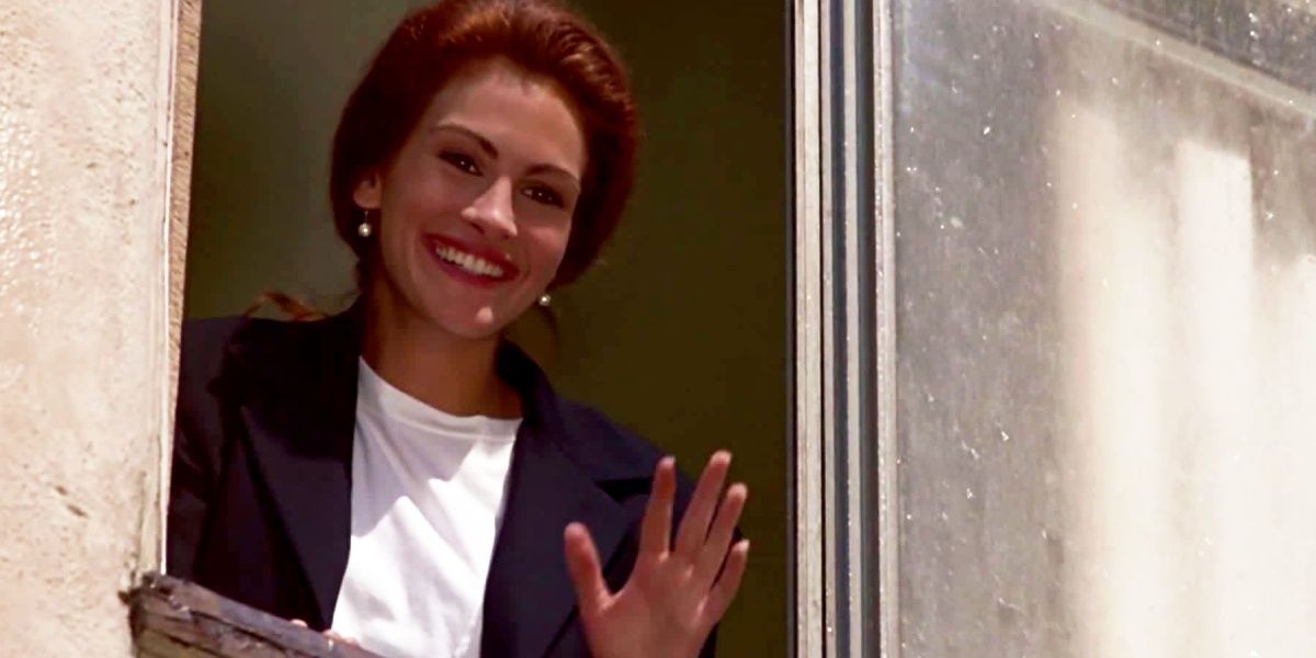 Vivian smiles and waves at Edward in the Pretty Woman ending