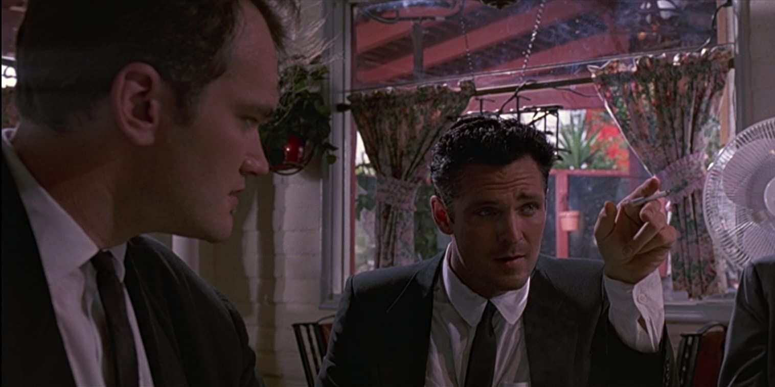 Michael Madsen and Quentin Tarantino in a diner in Reservoir Dogs