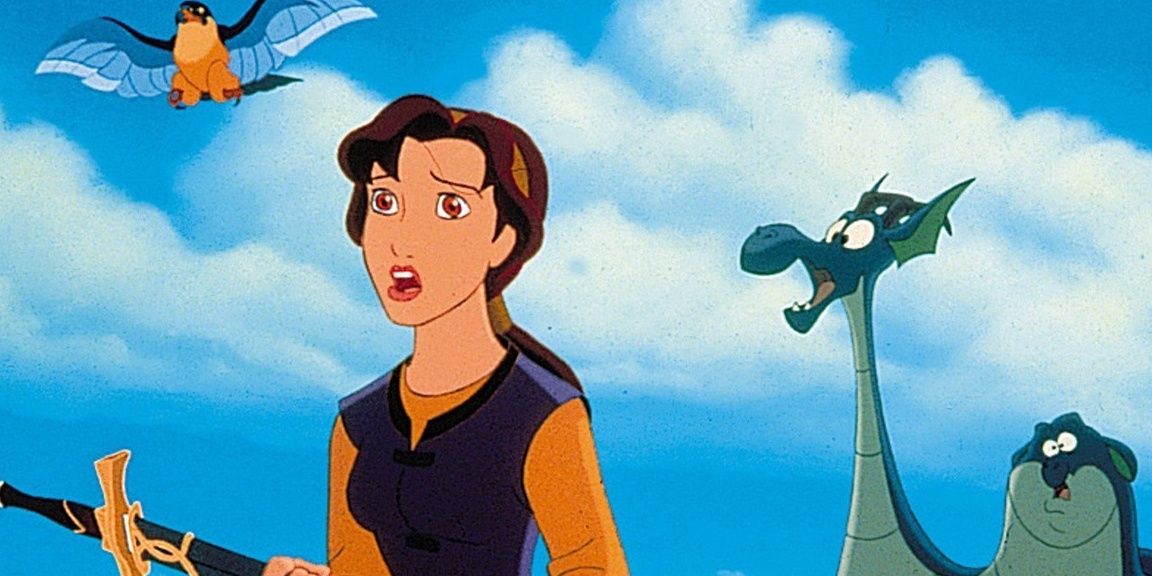 Keyley looking surprised with Devon and Cornwall behind her in Quest for Camelot