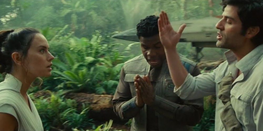 Rey And Poe Arguing With Finn In The Middle PRaying Star Wars The Rise Of Skywalker