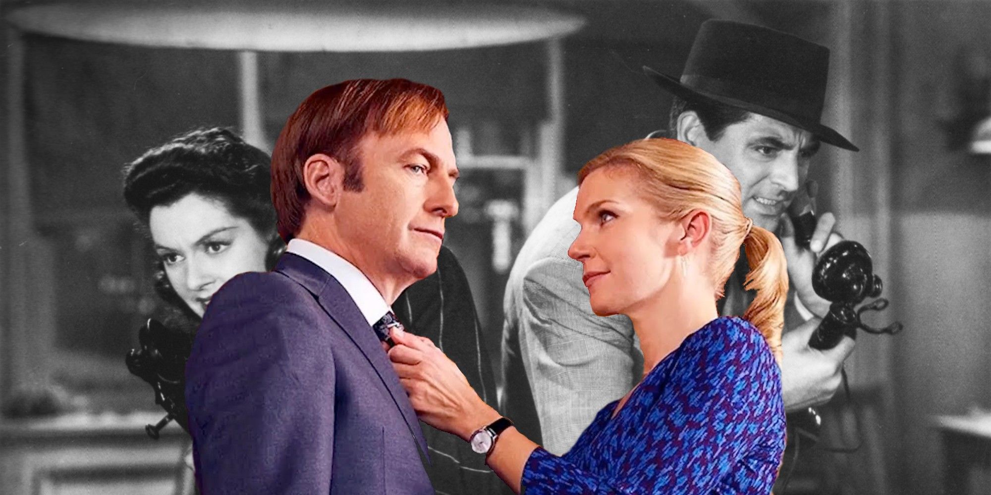 Rhea Seehorn as Kim and Bob Odenkirk as Jimmy in Better Call Saul His Girl Friday