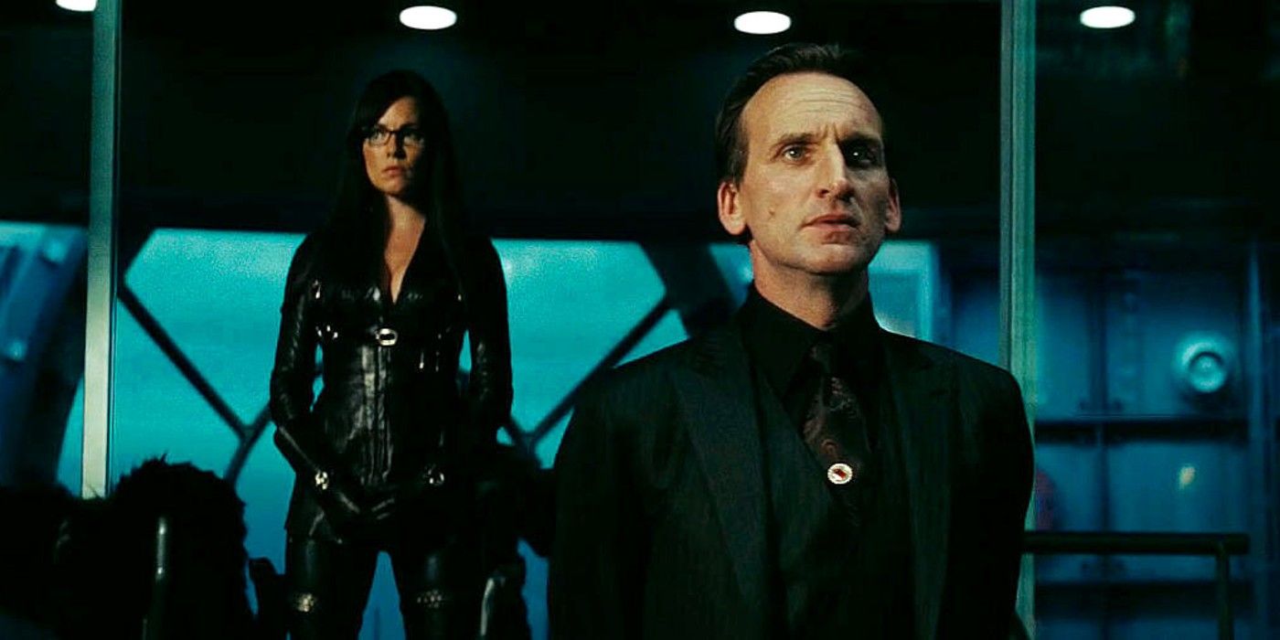 The villainous Destro of Rise of Cobra stand in the Cobra lair looking menacing in G.I. Joe