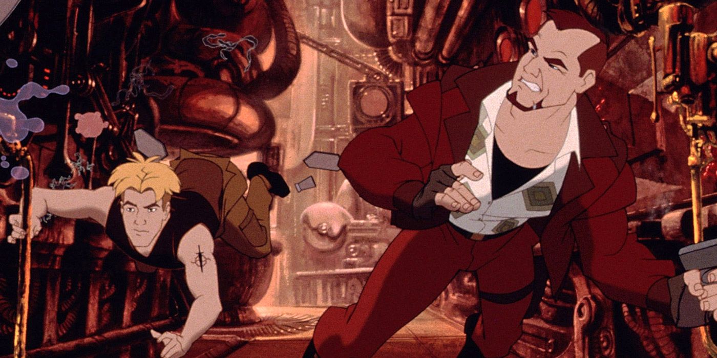 Cale and Korso in zero gravity in Titan A.E.