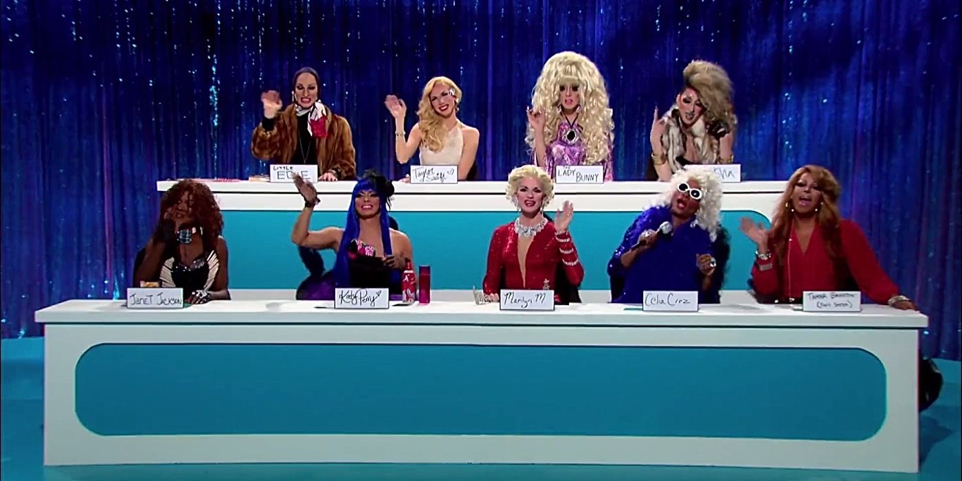 The Queens on Snatch Game in Season 5 of RuPauls Drag Race.