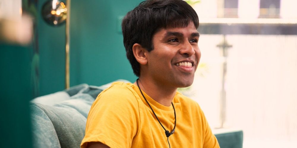 Shubham Goel smiling on The Circle in yellow shirt