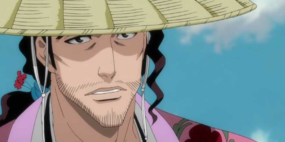 Shunsui looking serious in Bleach.
