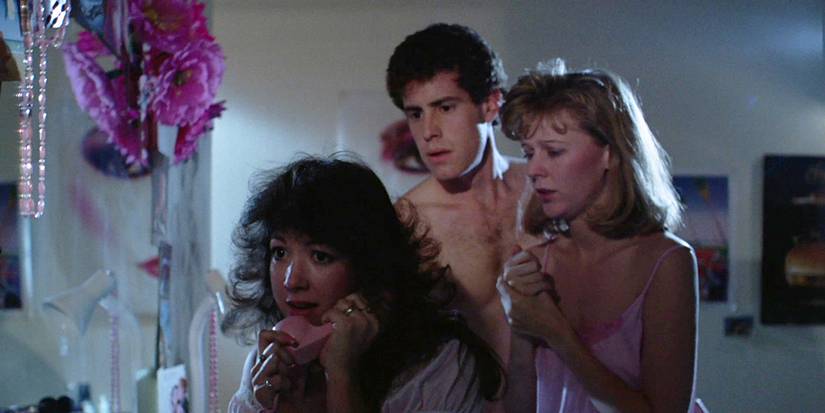The characters call for help when the killer shows up in Sorority House Mᴀssacre