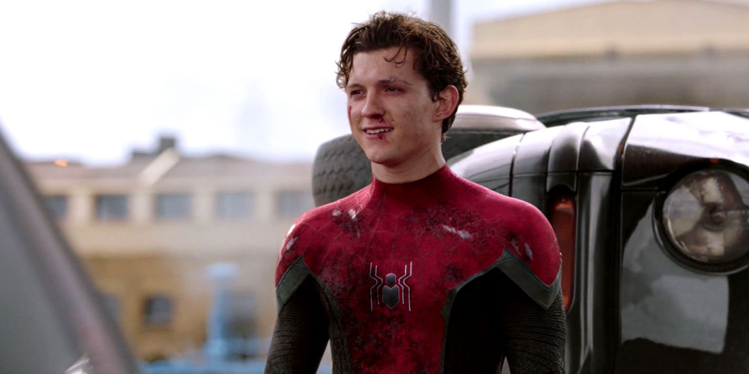 An image of Peter smiling in Spider-Man: Far From Home