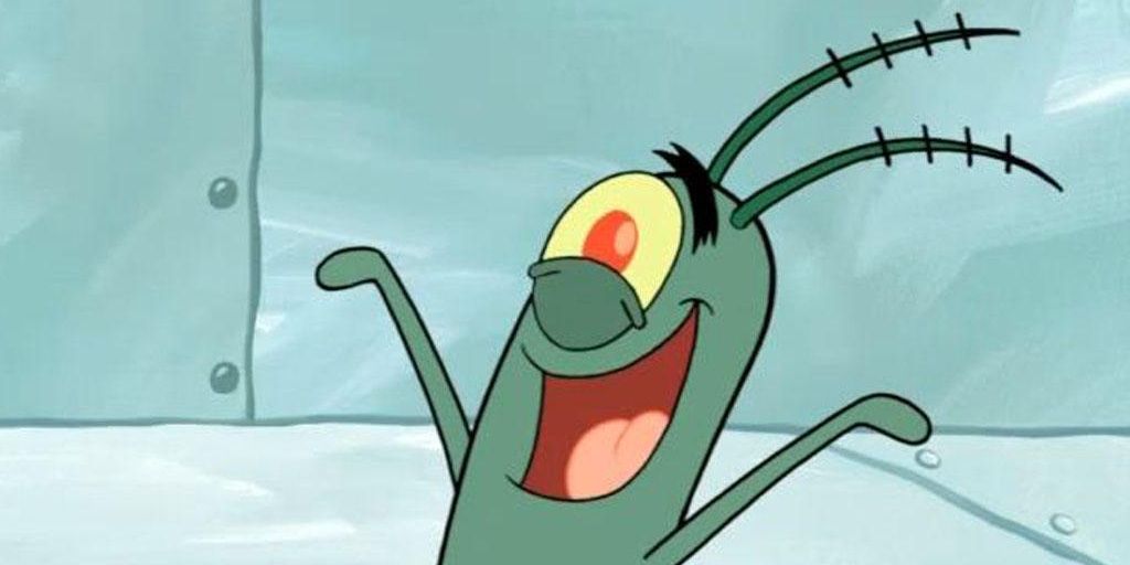 Plankton cheering in SpongeBob