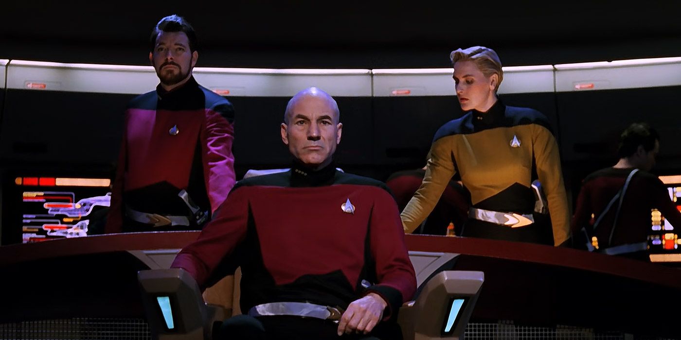 An alternate future Enterprise crew in Star Trek: The Next Generation