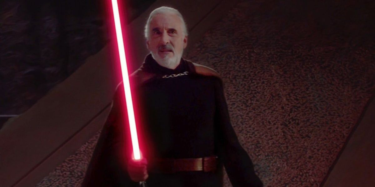 Count Dooku with his lightsaber in Attack of the Clones