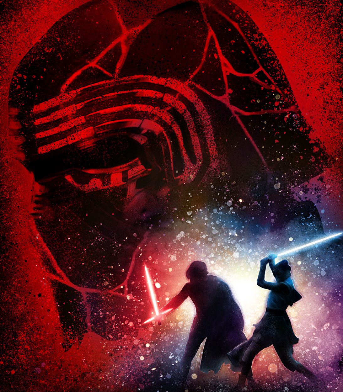Star Wars: The Rise of Skywalker poster featuring Kylo Ren's new cracked helmet.