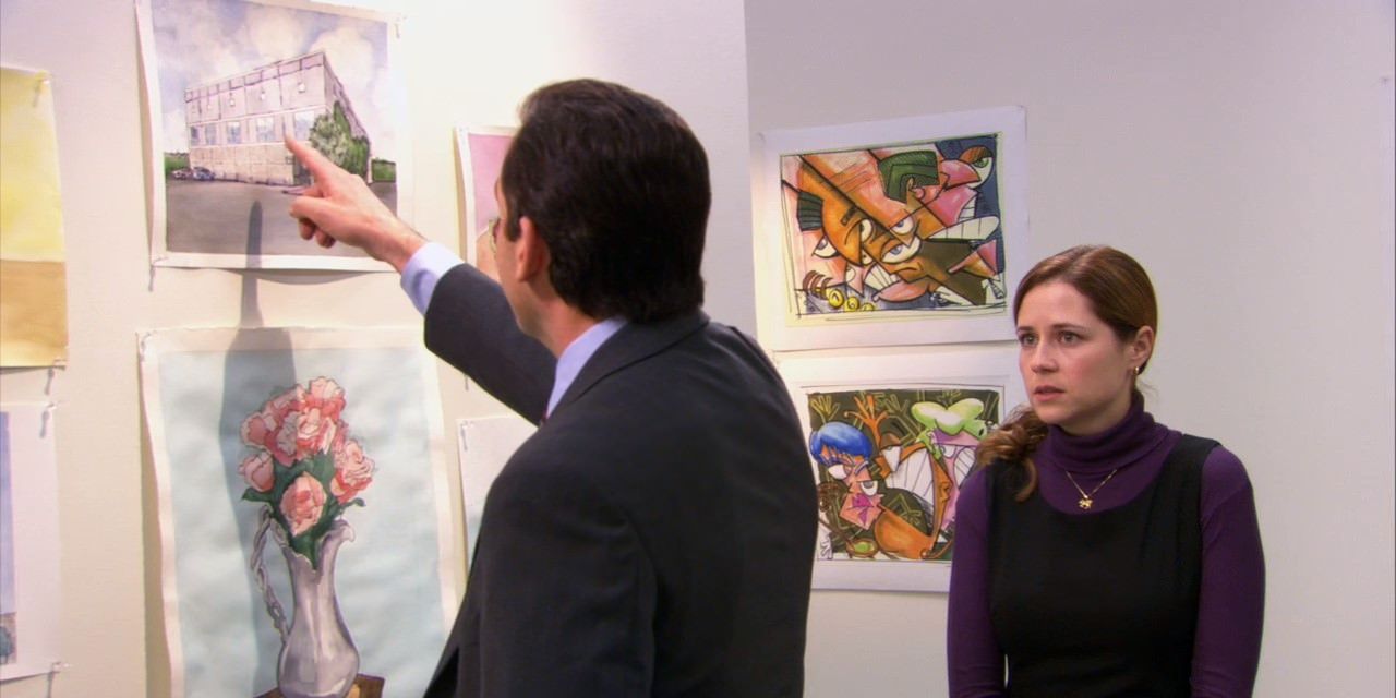 The-Office-Pam-art-show-and-Michael-Scott Cropped