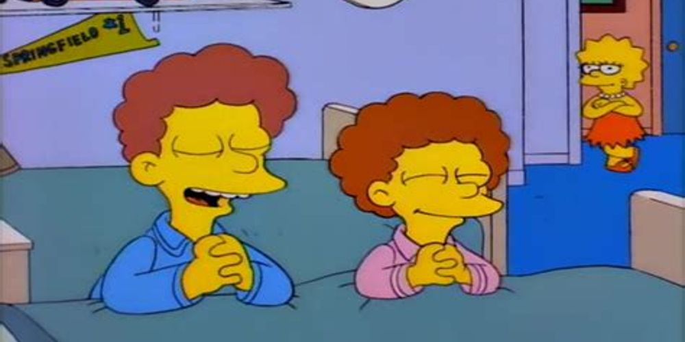 Lisa, Rod, and Todd in an episode of The Simpsons.