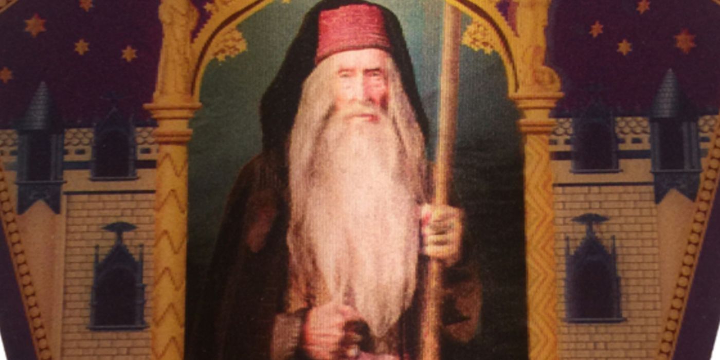 The Wizard Merlin as seen on a Harry Potter chocolate frog card.