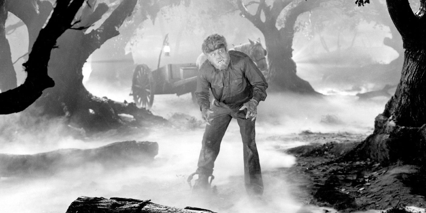 The Wolf Man in a misty forest