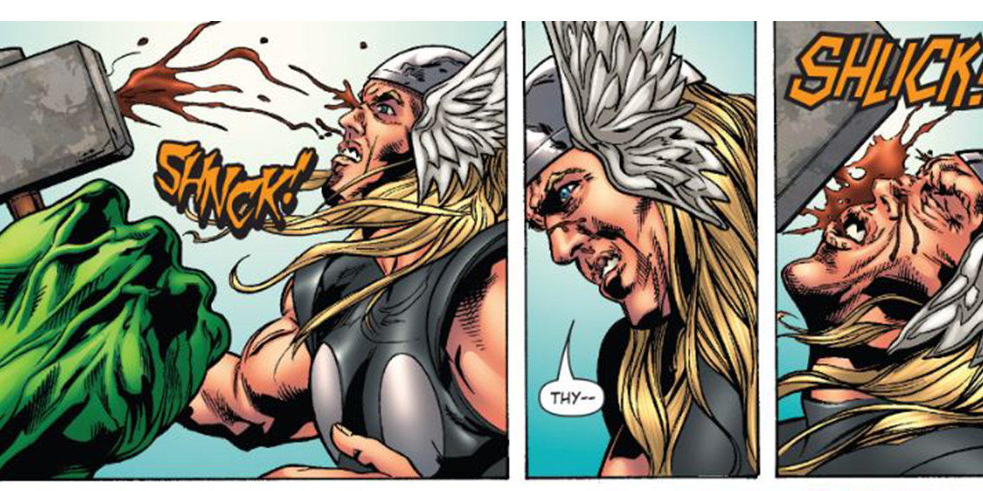 Thor Smashed by Mjolnir