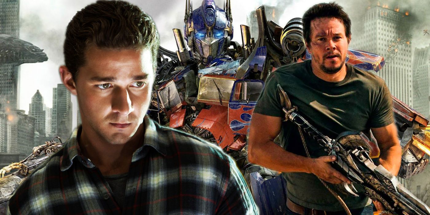 Transformers Optimus Prime with Shia Labeouf and Mark Wahlberg
