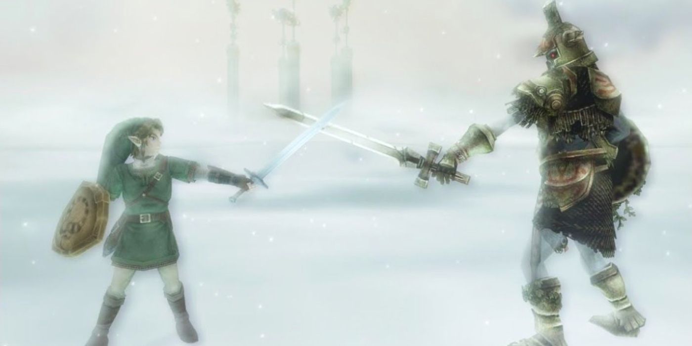 Link e Hero's Shade de The Legend of Zelda Twilight Princess.