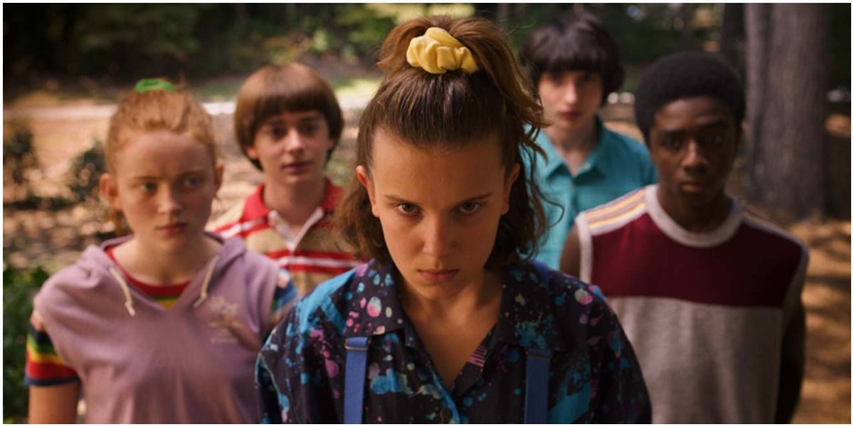 Max, Will, Eleven, Mike, and Lucas on Stranger Things