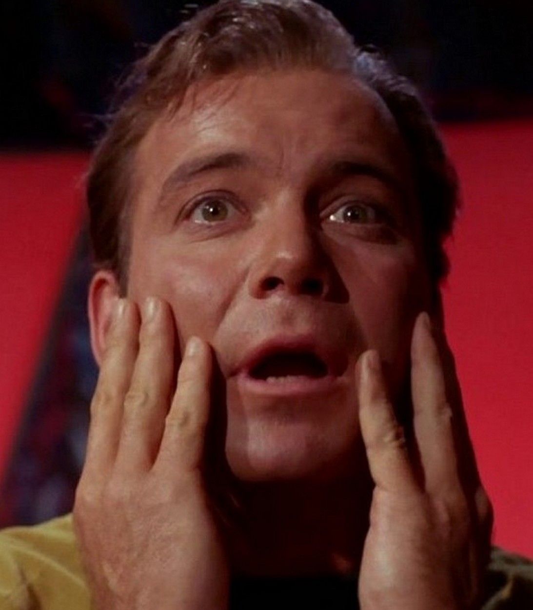 William Shatner as possessed Kirk in Star Trek vertical