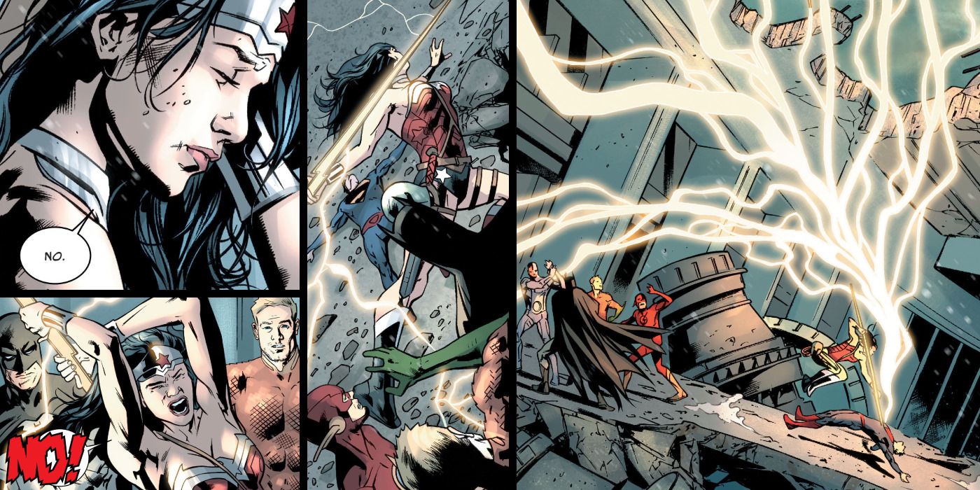 Wonder Woman Hits Superman with Lightning