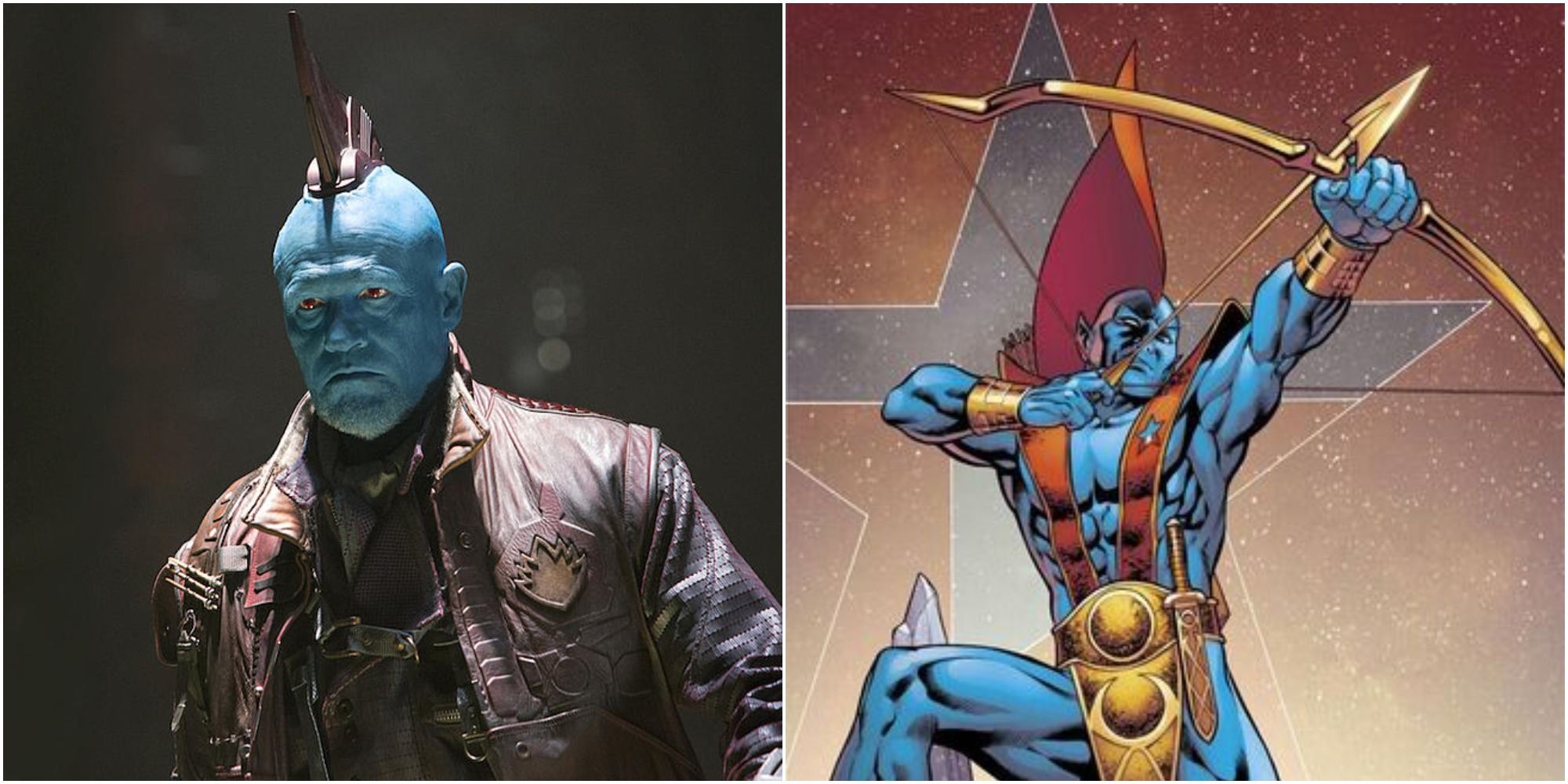 The MCU version of Yondu and his comic book counterpart