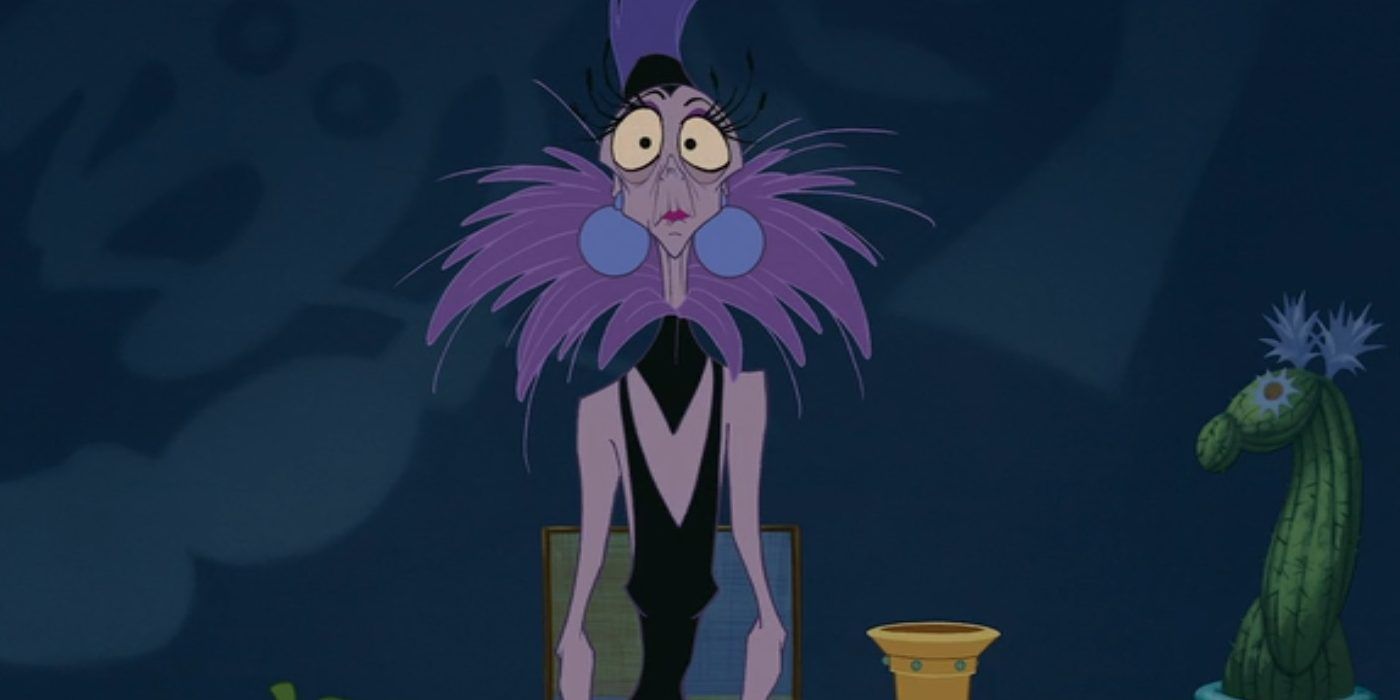 Yzma seen next to the llama plant in The Emperor's New Groove