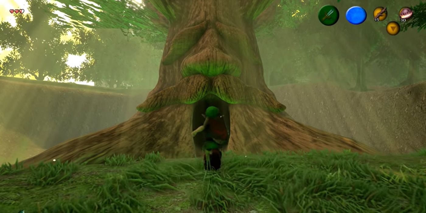 The Legend of Zelda Ocarina Of Time - Inside Deku Tree - Unreal Engine 4 vs  Nintendo 64