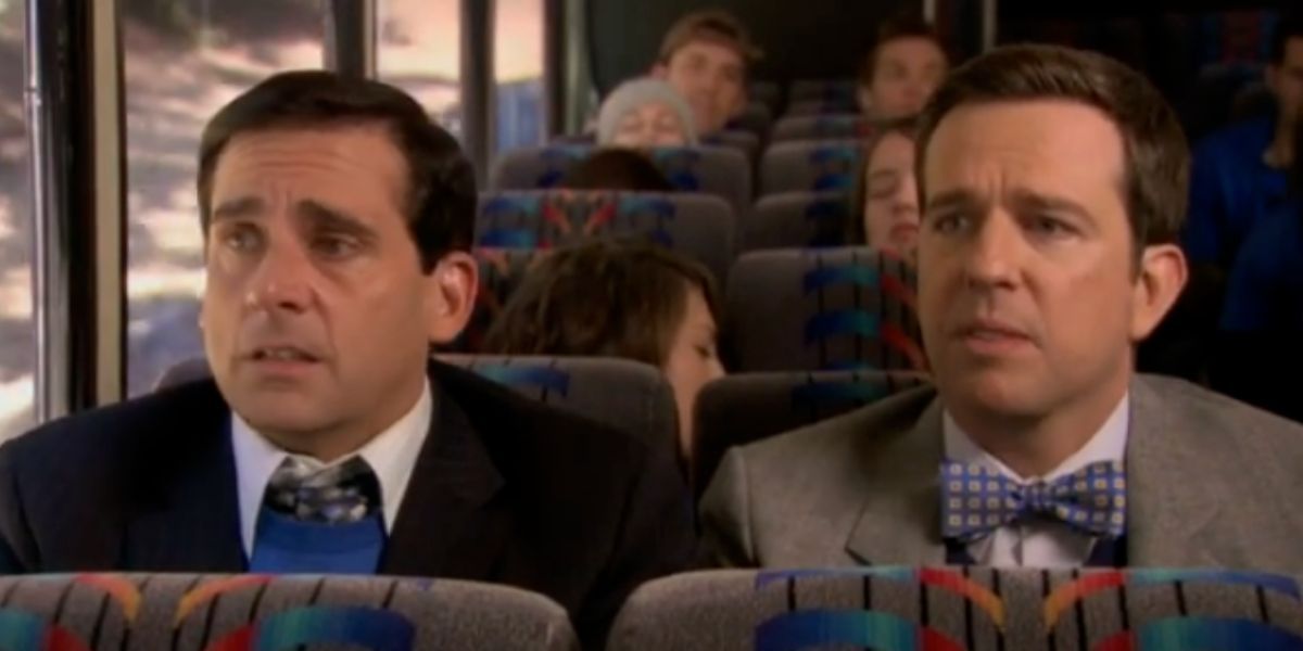 Andy and Michael on a bus to Mexico from The Office