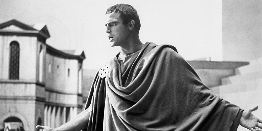 Julius Caesar gives a speech and wears a robe in the film of the same name.