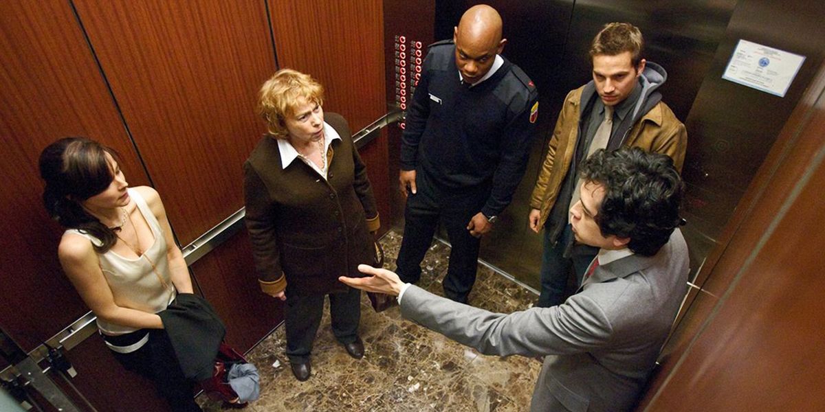The five suspects trapped in the elevator in Devil