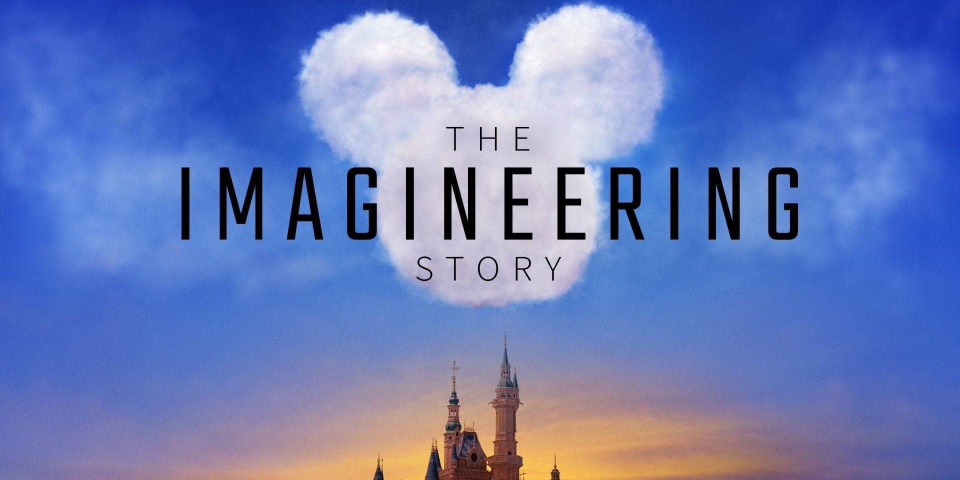 Poster for The Imagineering Story featuring a cloud in the shape of Mickey
