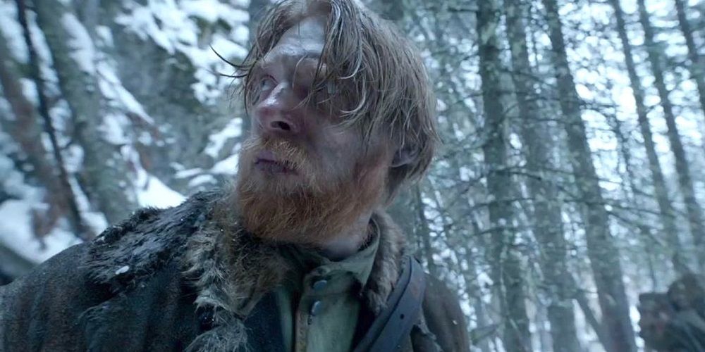 Domhnall Gleeson in the forest in The Revenant 