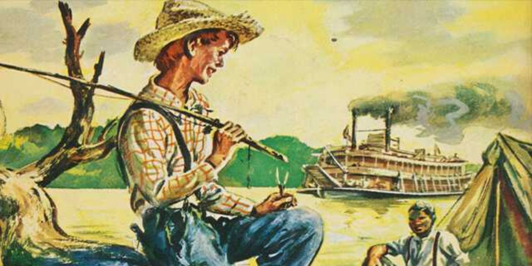 An illustration of Huckleberry Finn