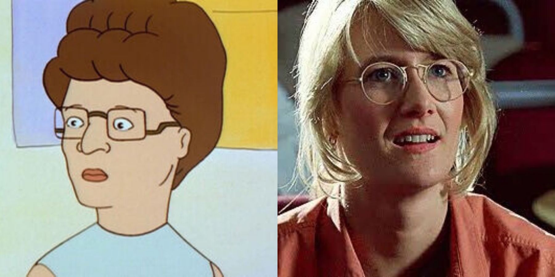 split image of Peggy Hill and Laura Dern