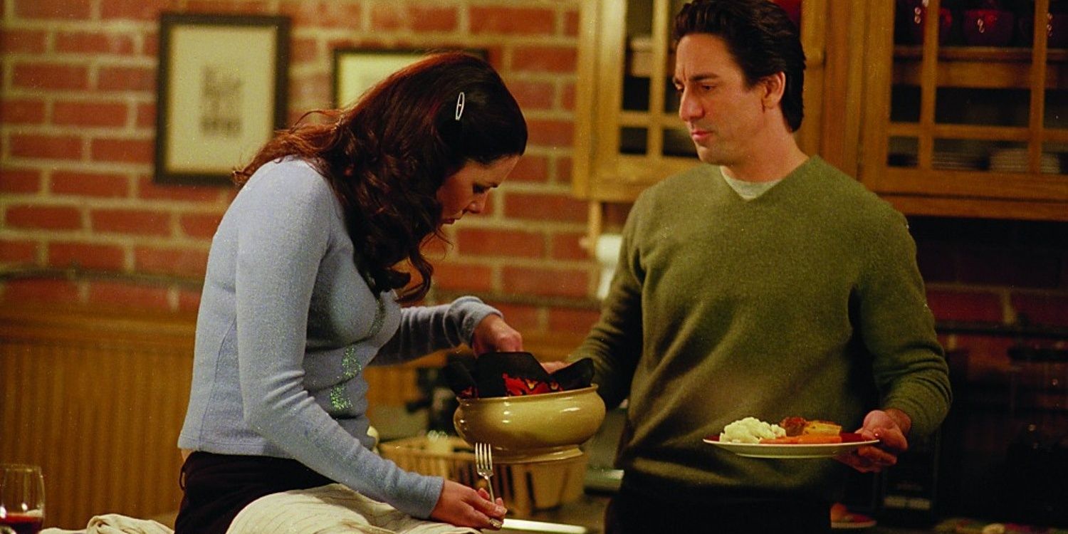 Lorelai and Max at his house on Gilmore Girls