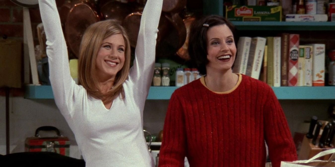 Monica and Rachel cheer.