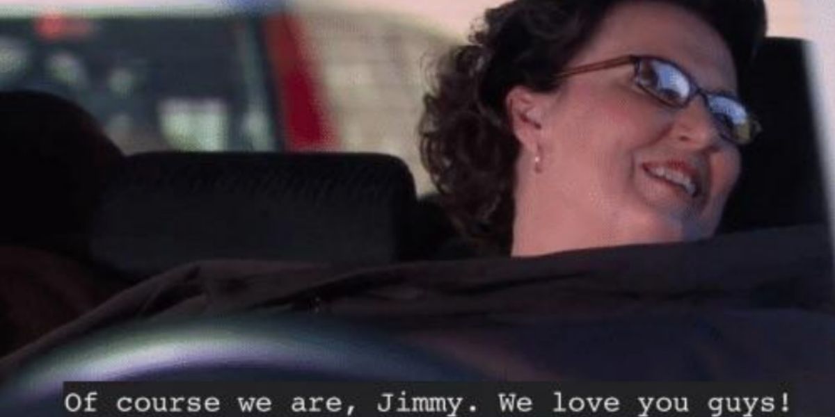 Phyllis agress to help Jim while sitting in the back of the car in The Office