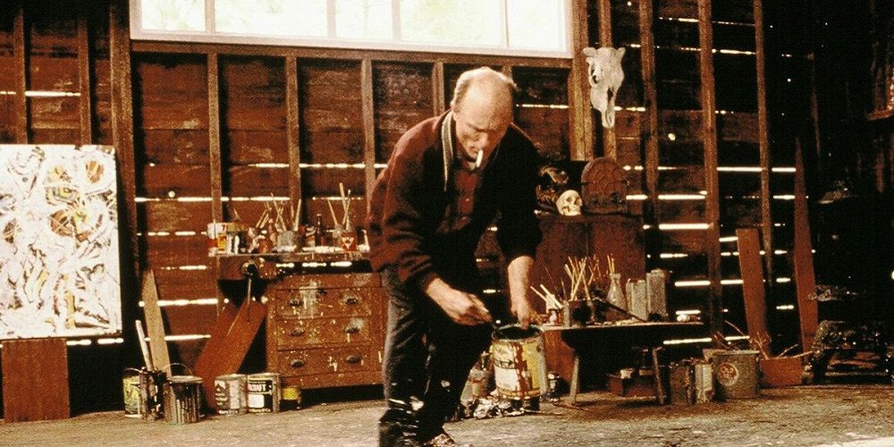 Jackson Pollock painting in a scene from Pollock