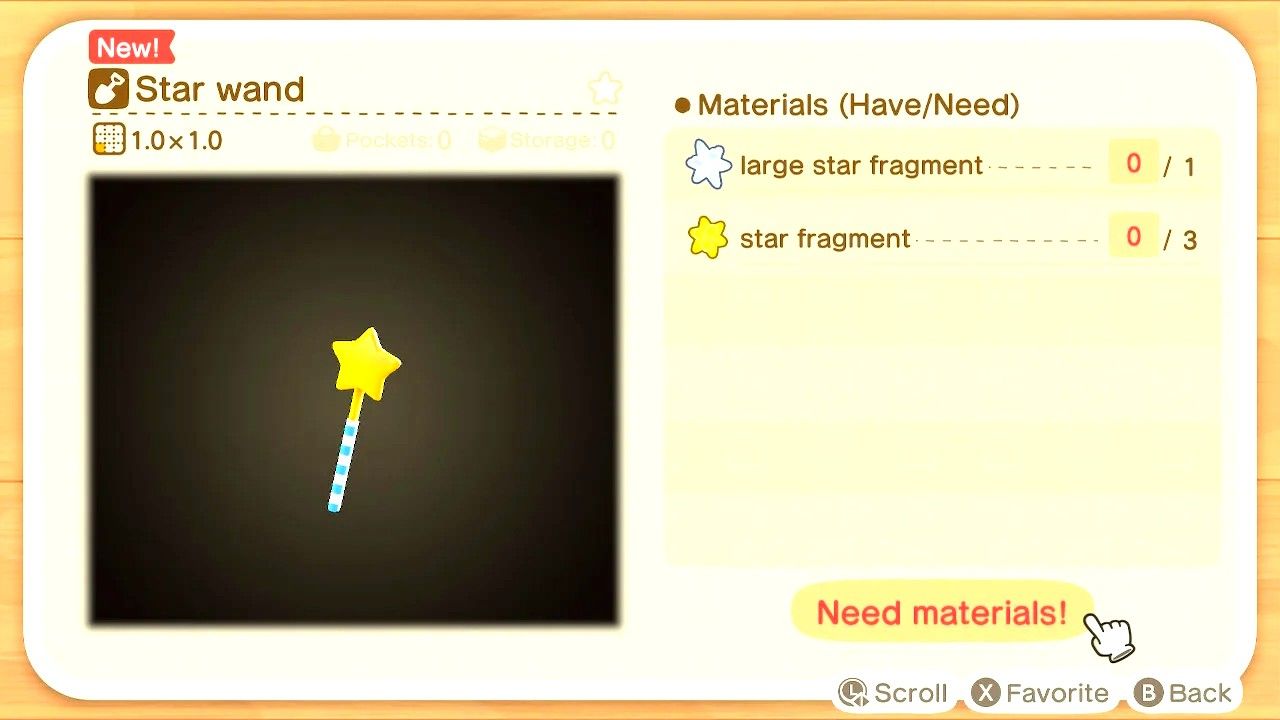 The Star Wand Recipe in Animal Crossing New Horizons